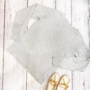 St. John’s Bay grey faux pearl studded  sweater